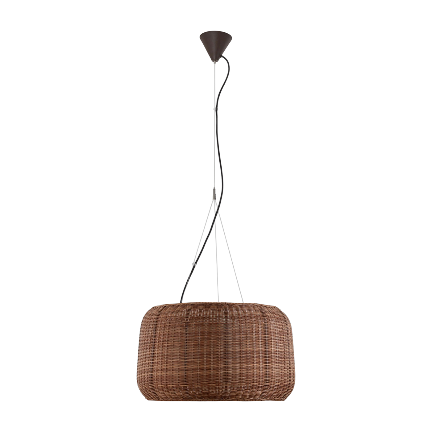 Suspension en aluminium graphite et rotin brun 50x237cm Fora - Bover