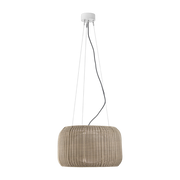 Suspension led dimmable triac en aluminium blanc et abat-jour beige clair 50x184cm Fora - Bover