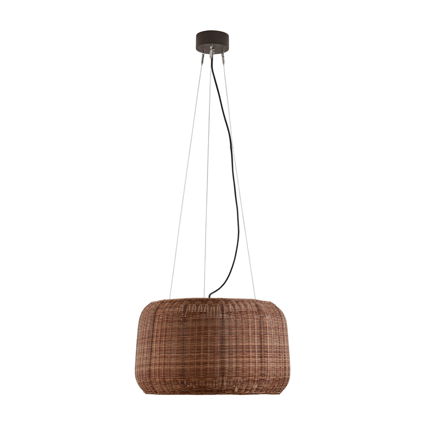 Suspension led dimmable triac en aluminium graphite et rotin brun 50x184cm Fora - Bover