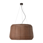 Suspension led dimmable triac en aluminium graphite et rotin brun 90x250cm Fora - Bover