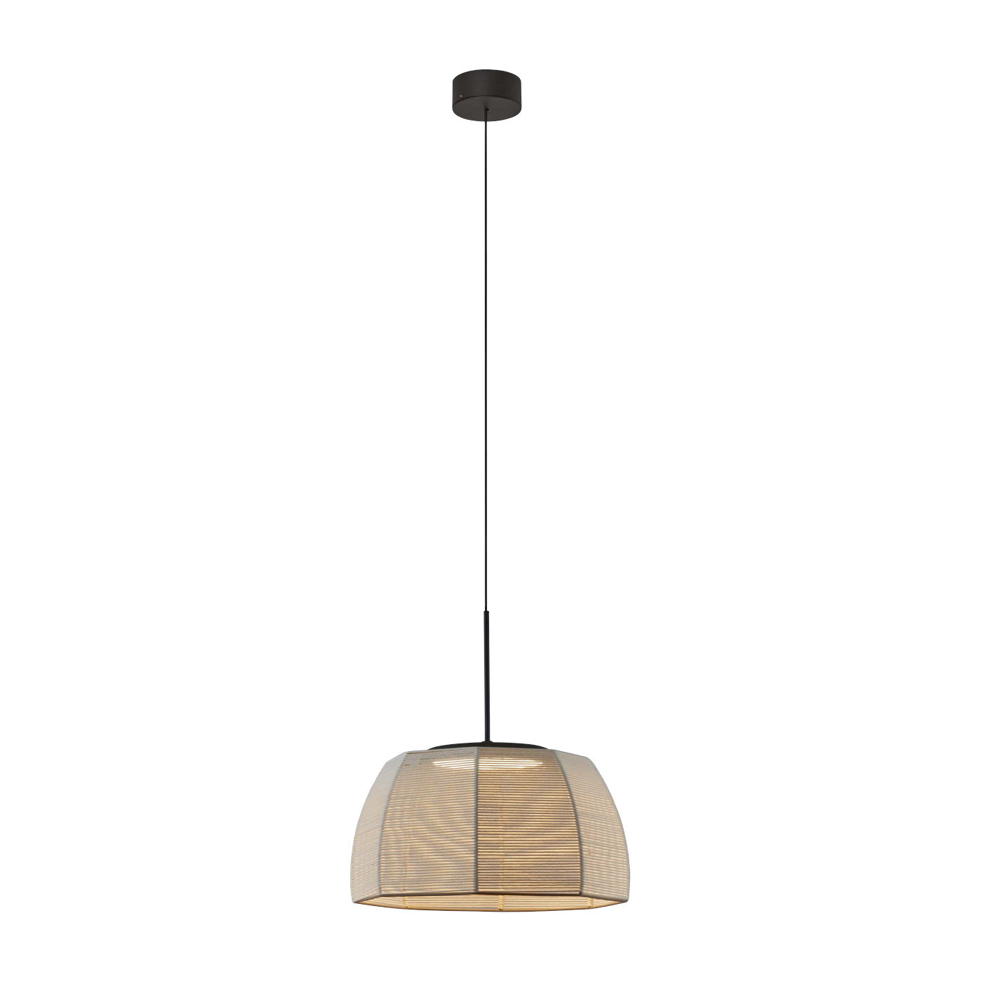 Suspension led dimmable triac en aluminium noir mat et coton fil beige 43cm Tanit S/43 - Bover