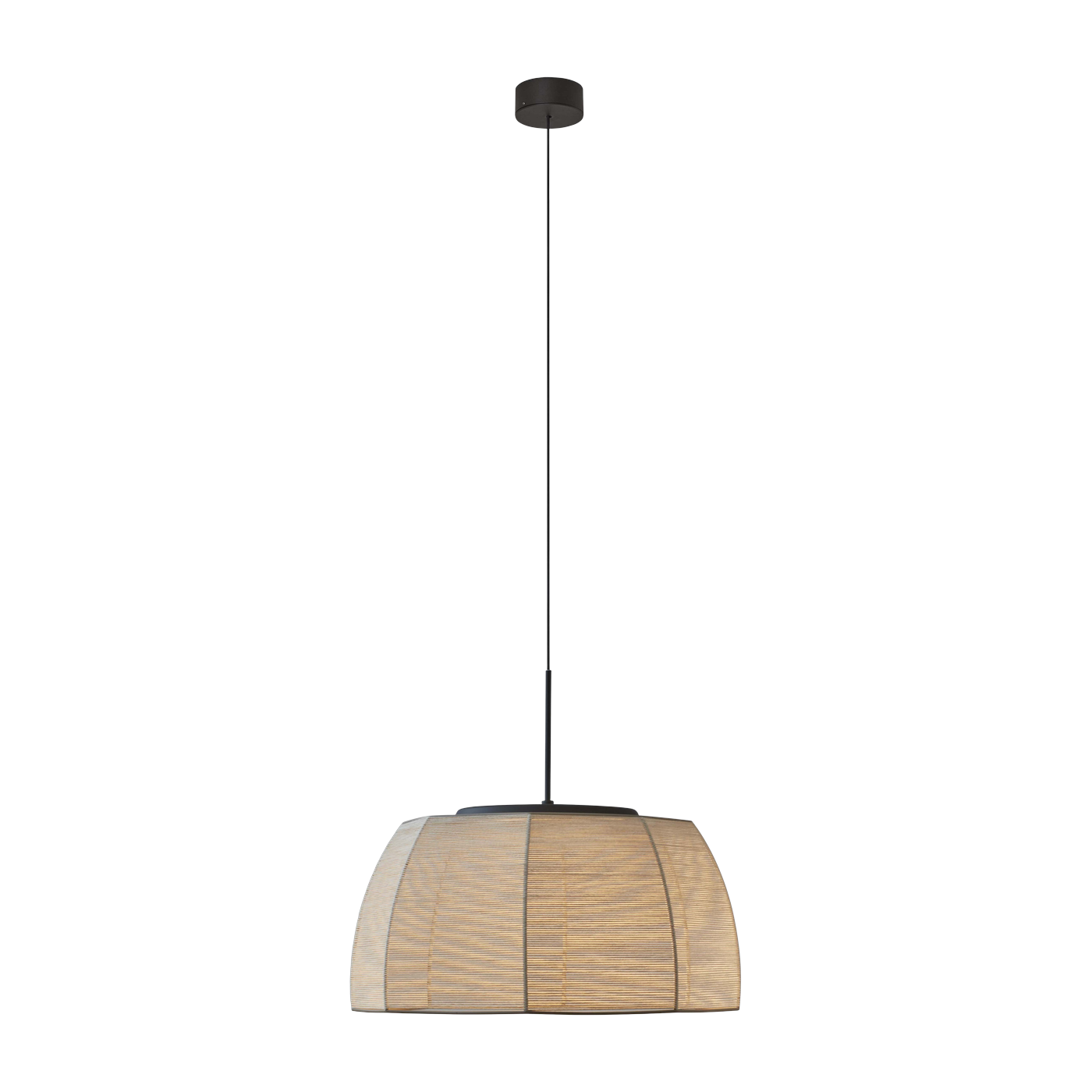 Suspension led dimmable triac en aluminium noir mat et coton fil beige 61cm Tanit S/61 - Bover