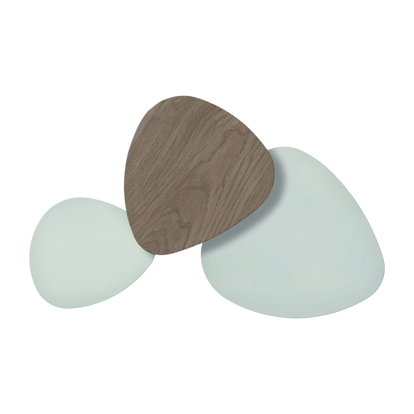 Aplique 3 pantallas triac regulable aluminio satinado blanco y roble natural 57x40cm Tria - Bover
