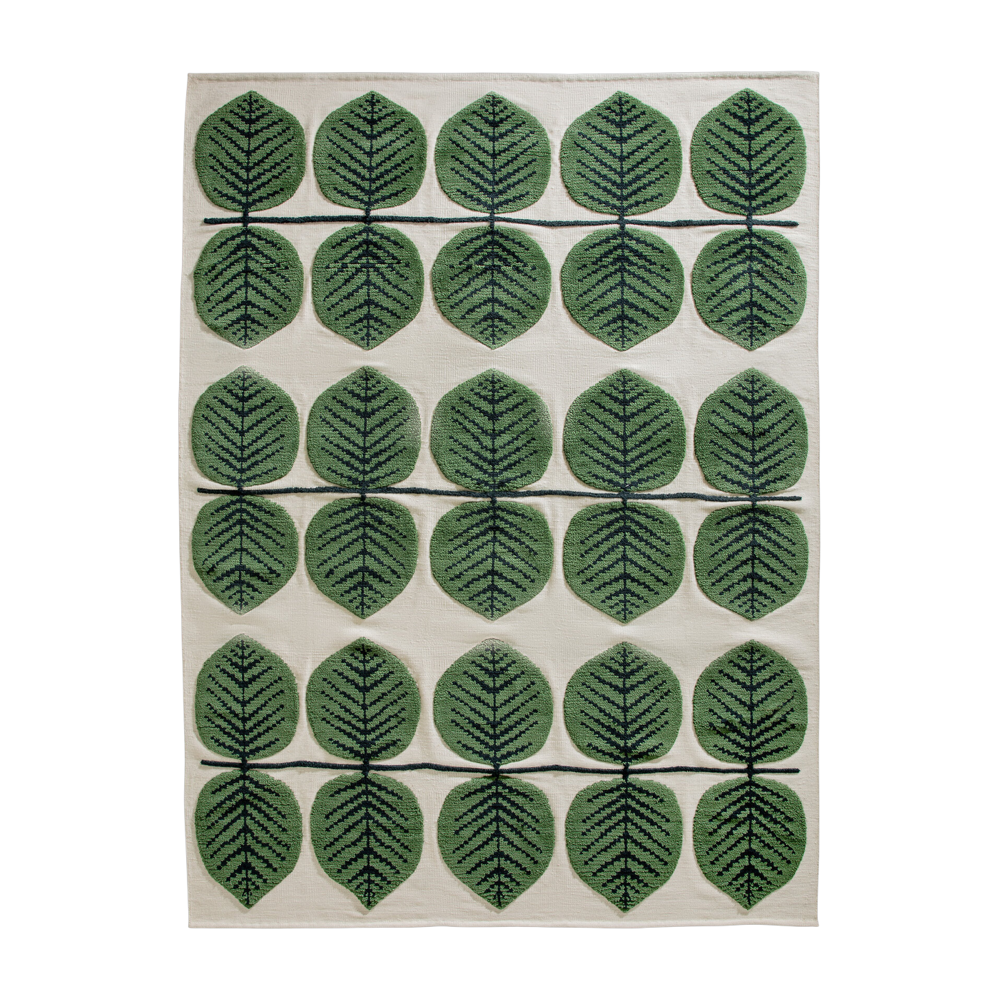 Rectangular wool carpet tufted birch green 300x400cm Stig Lindberg Bersa - Layered