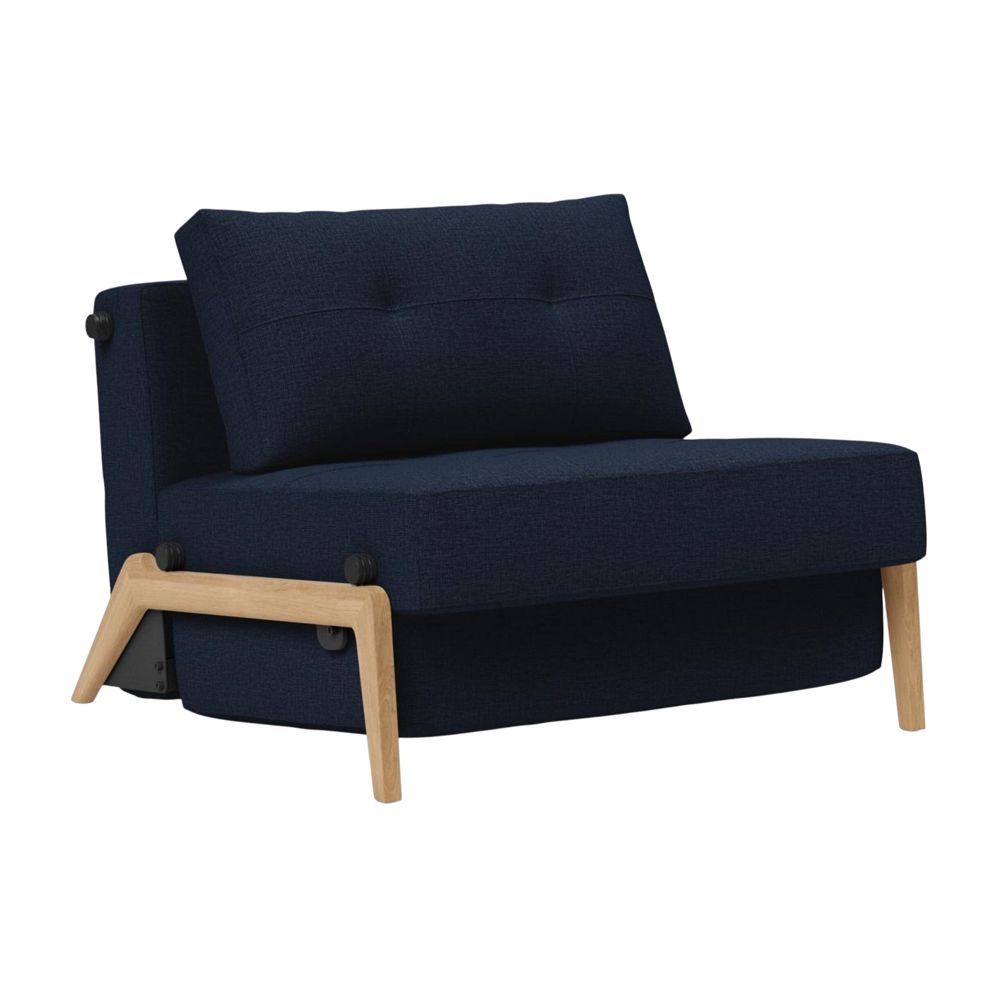 Schlafsessel mit Eichenfuß und Stoff mixed dance blue 90-200cm Cubed 02 - -. Innovation Living