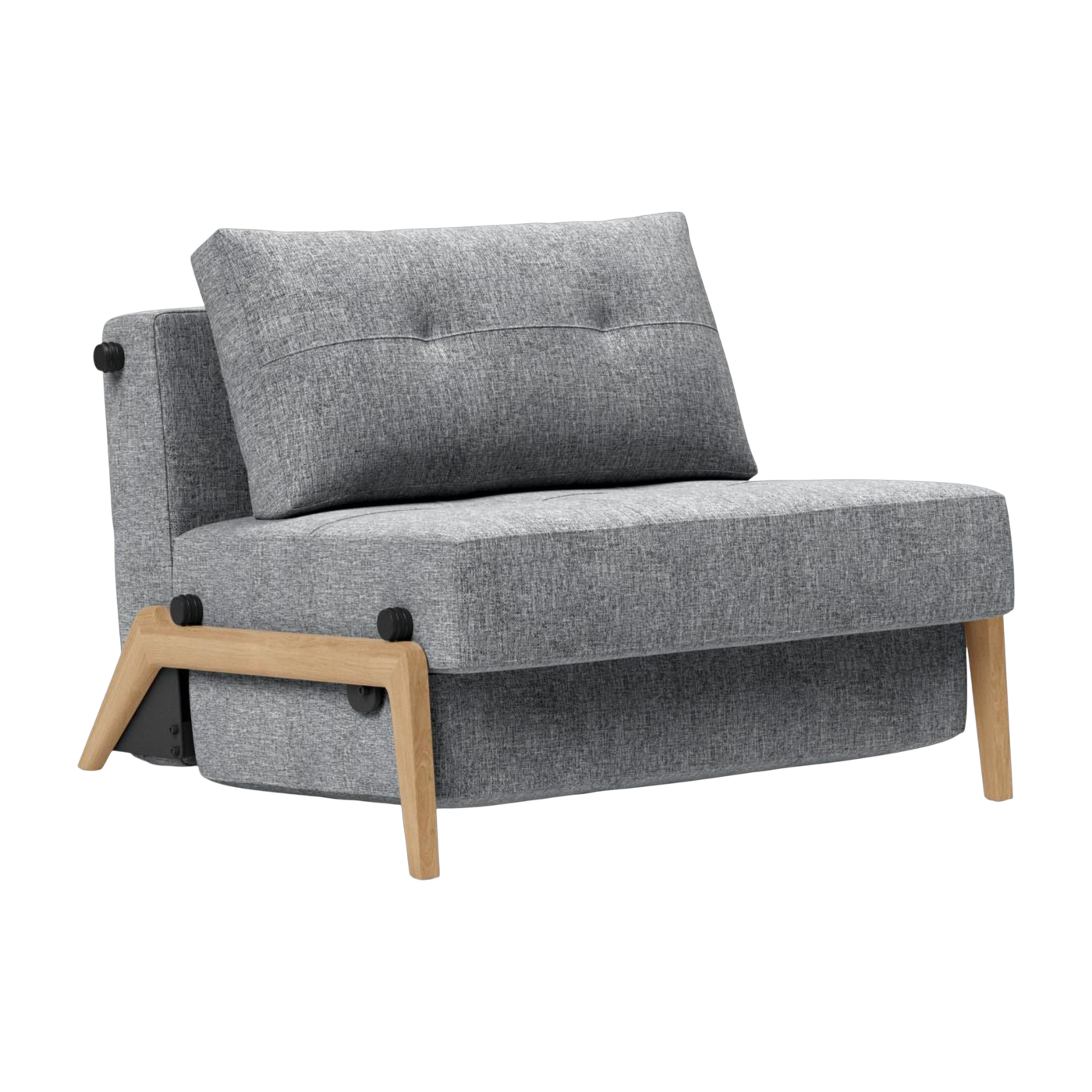 Cabrio-Sessel mit Eichenfuß und Stoff Twist granite 90-200cm Cubed 02 - Innovation Living