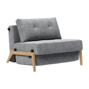 Cabrio-Sessel mit Eichenfuß und Stoff Twist granite 90-200cm Cubed 02 - Innovation Living