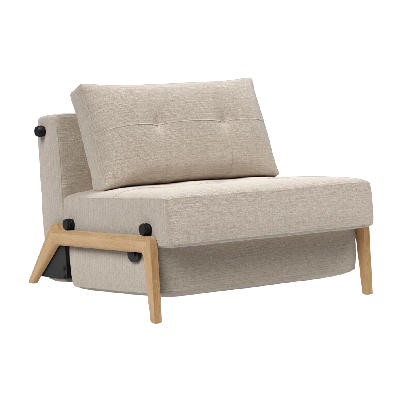 Schlafsessel mit Eichenfuß und Blida-Stoff sand grey 90-200cm Cubed 02 - -. Innovation Living
