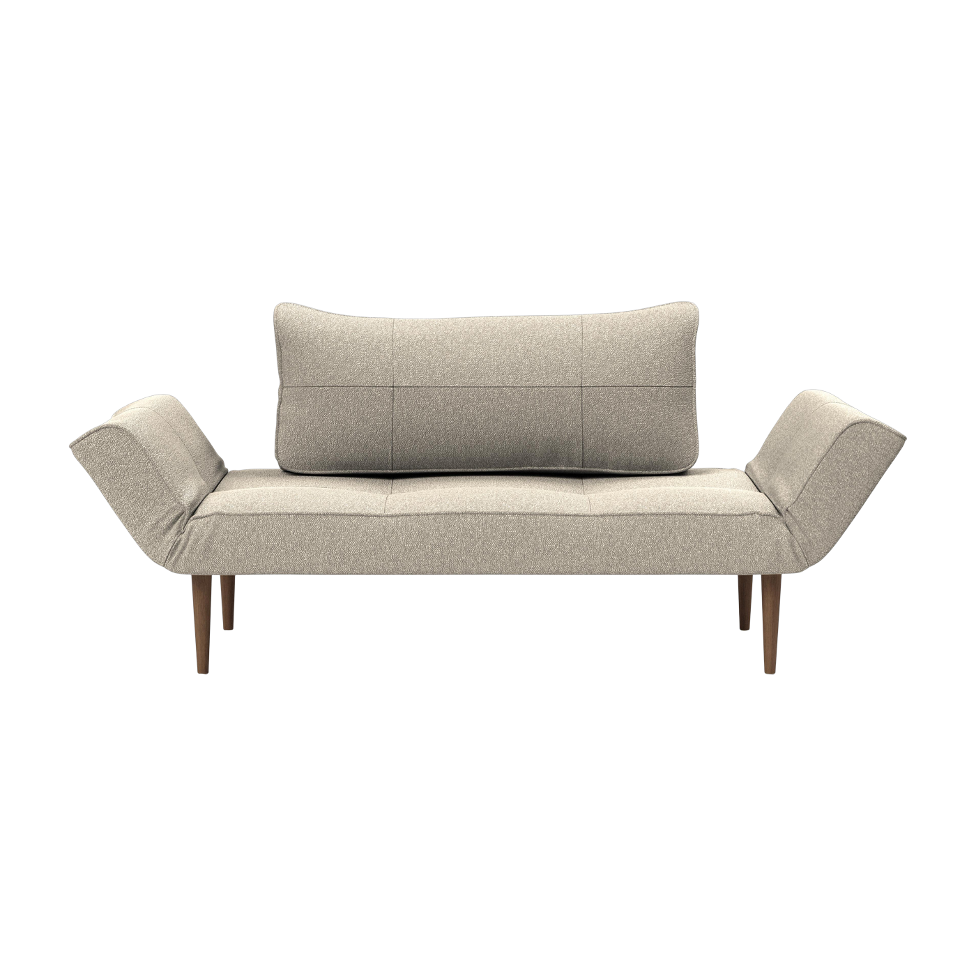 Schlafsofa mit dunklen Stylettofüßen und beigem Bouclé 70-200cm Zeal - -. Innovation Living