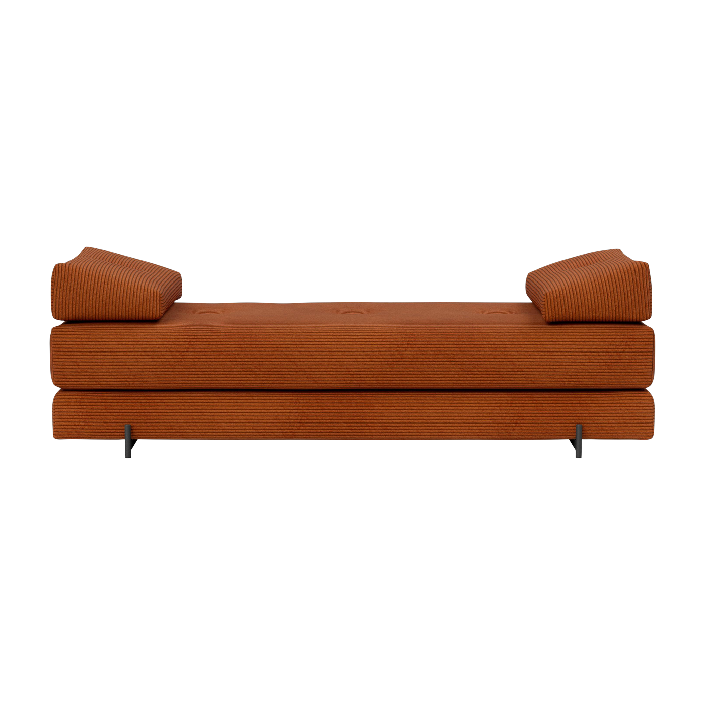 كنبة قابلة للتحويل بأرجل معدنية سوداء و corduroy برتقالي 160-200 سم Sigmund Indu - Innovation Living