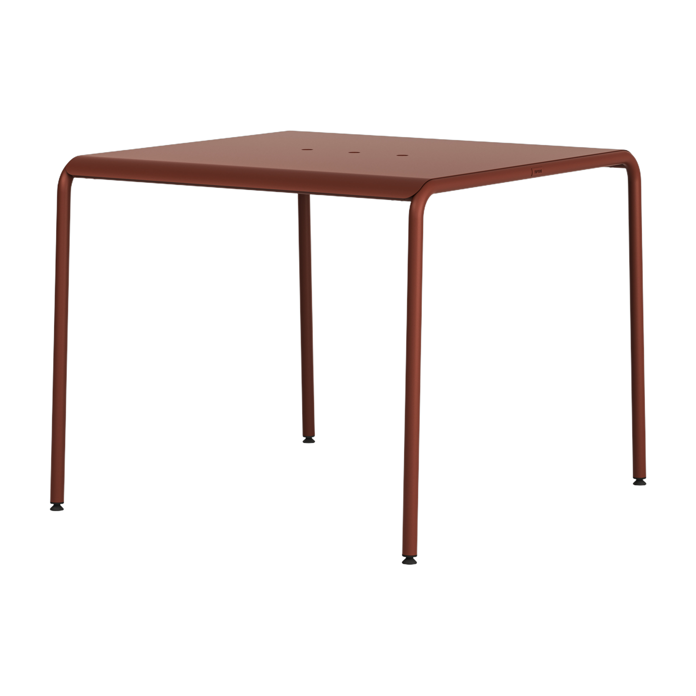 Brick red powder-coated steel garden table 2-seater 90x90cm Panorama - TIPTOE