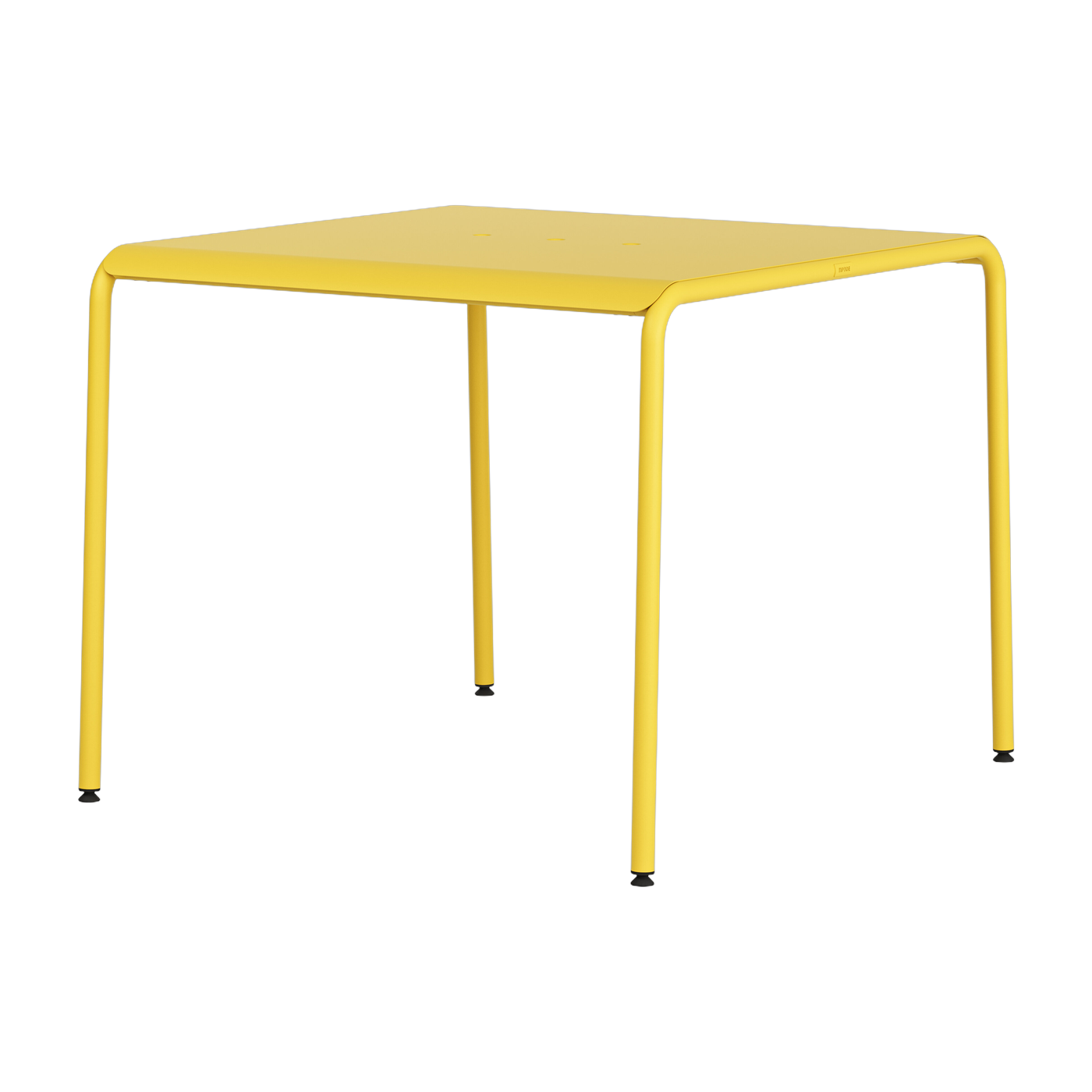 Sunshine yellow powder-coated steel 2-seater garden table 90x90cm Panorama - TIPTOE