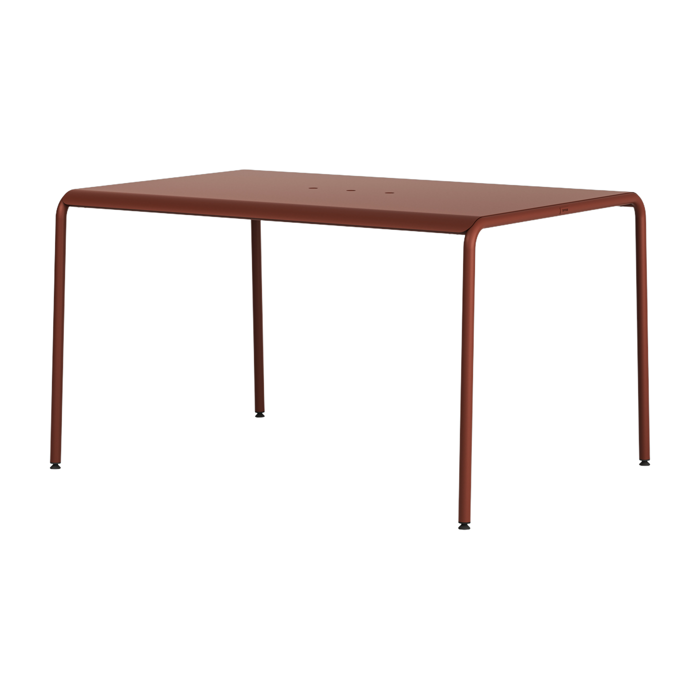 4-seater 130x90cm brick-red powder-coated steel garden table Panorama - TIPTOE