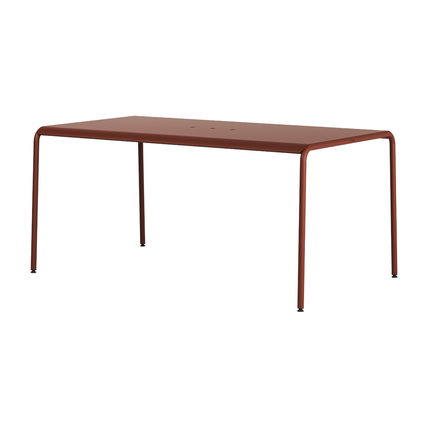 6-seater brick-red powder-coated steel garden table 160x90cm Panorama - TIPTOE