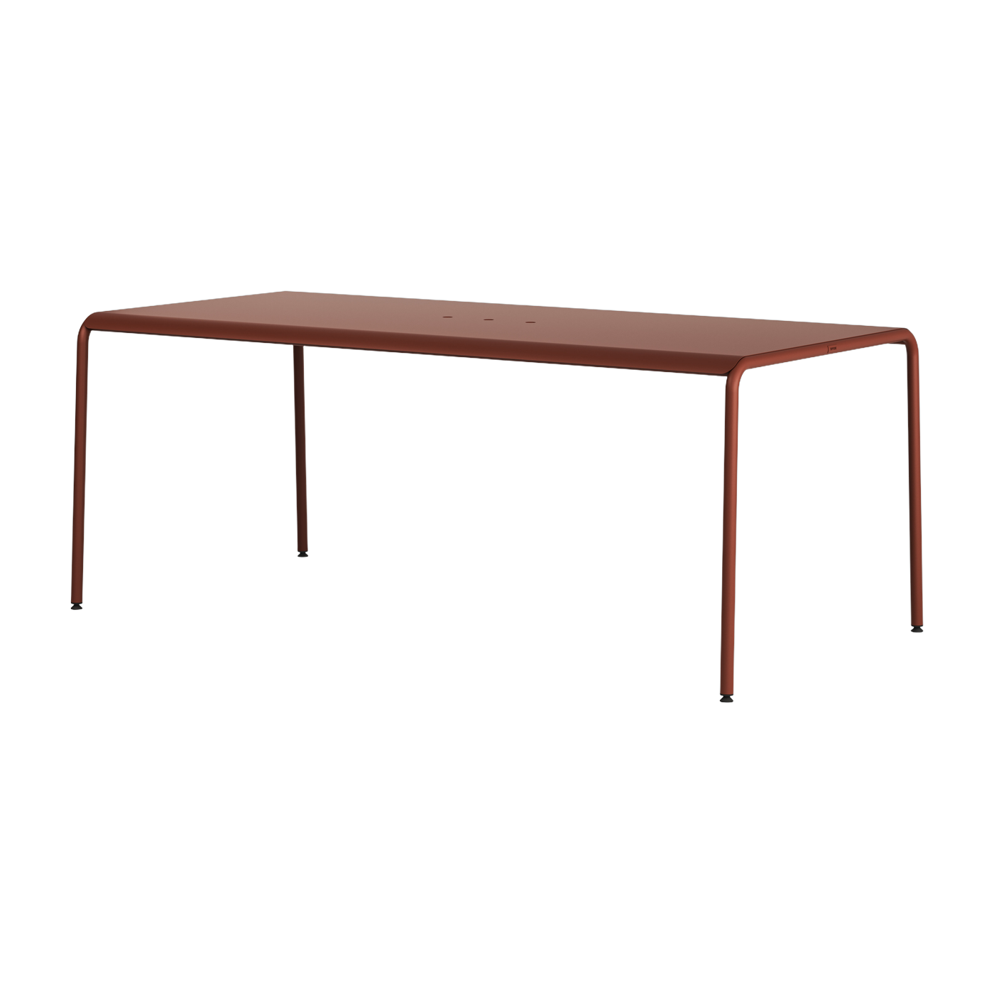 Brick red powder-coated steel garden table, 8-seater 190x90cm Panorama - TIPTOE