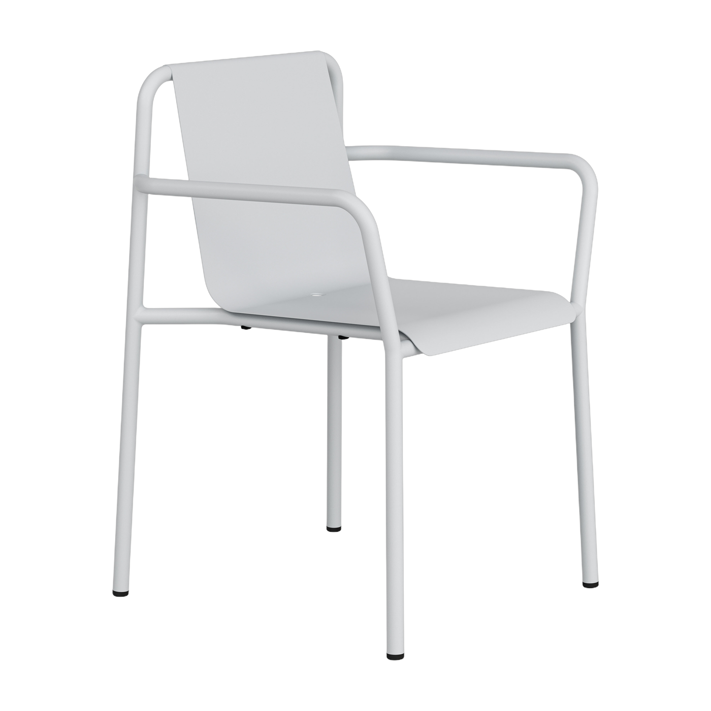 Panorama garden chair with armrests in powder-coated chalk-gray steel - TIPTOE