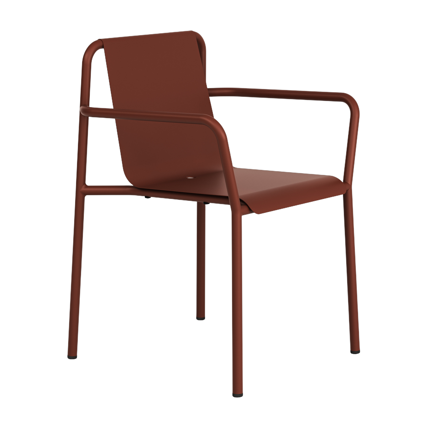 Panorama garden chair with armrests in brick-red powder-coated steel - TIPTOE