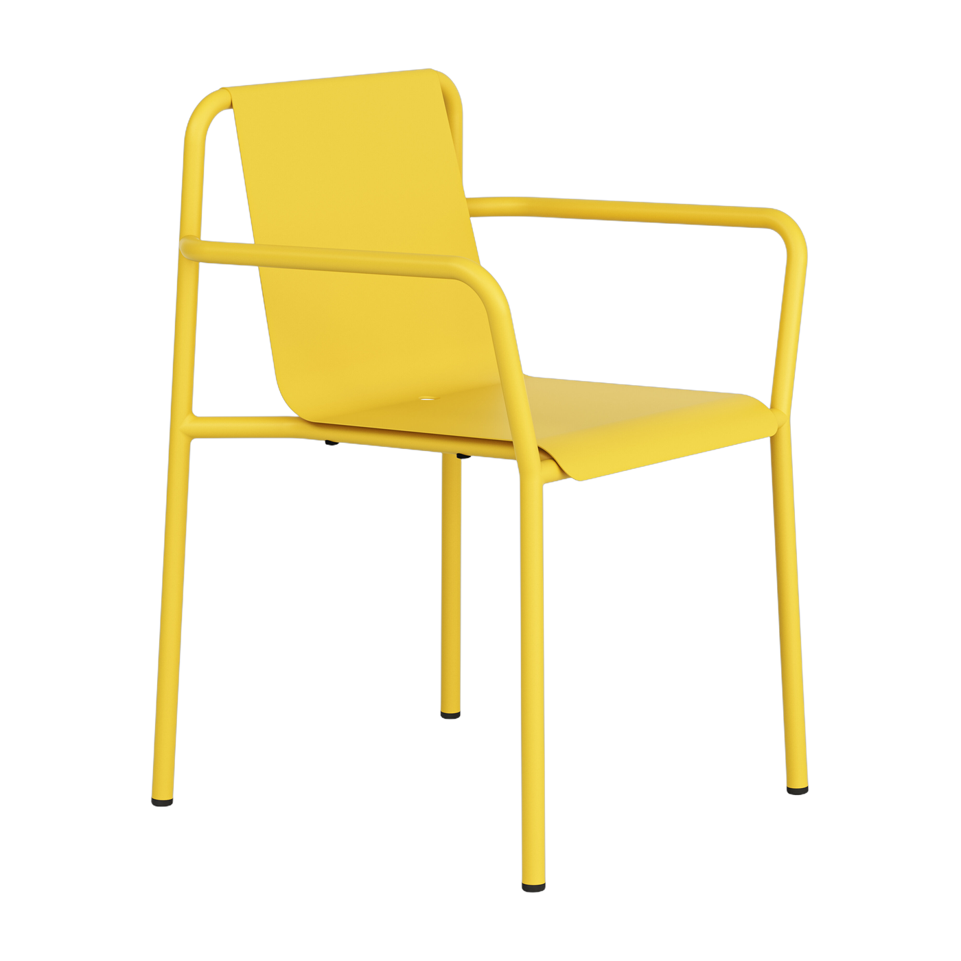 Panorama garden chair with armrests in sunny yellow powder-coated steel - TIPTOE