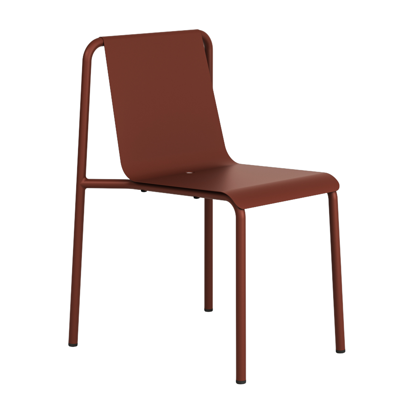 Brick-red powder-coated steel garden chair Panorama - TIPTOE