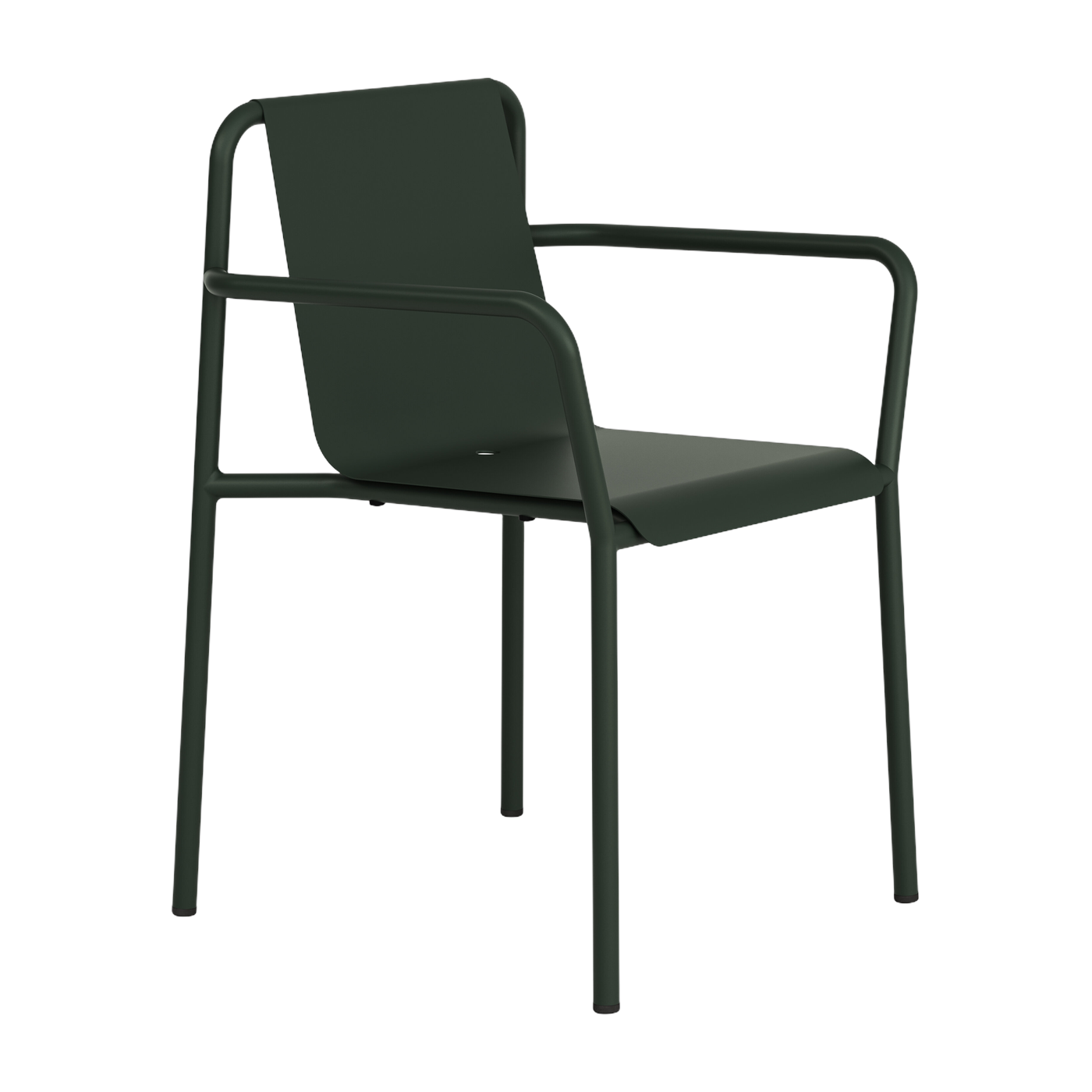 Forest green powder-coated steel garden chair with armrests Panorama - TIPTOE