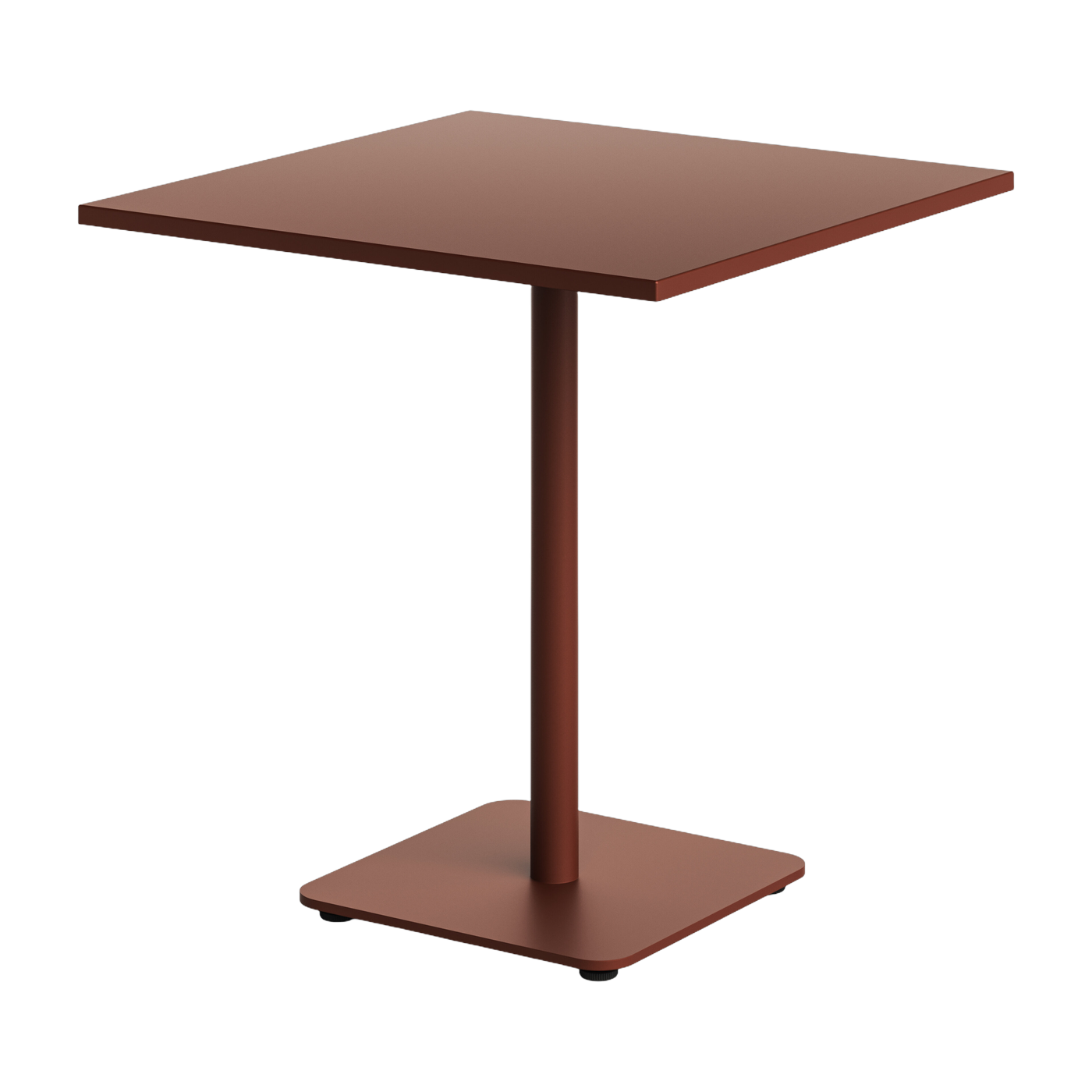 Mesa cuadrada de exterior de acero pintado en polvo rojo ladrillo 70x70cm Moka - TIPTOE