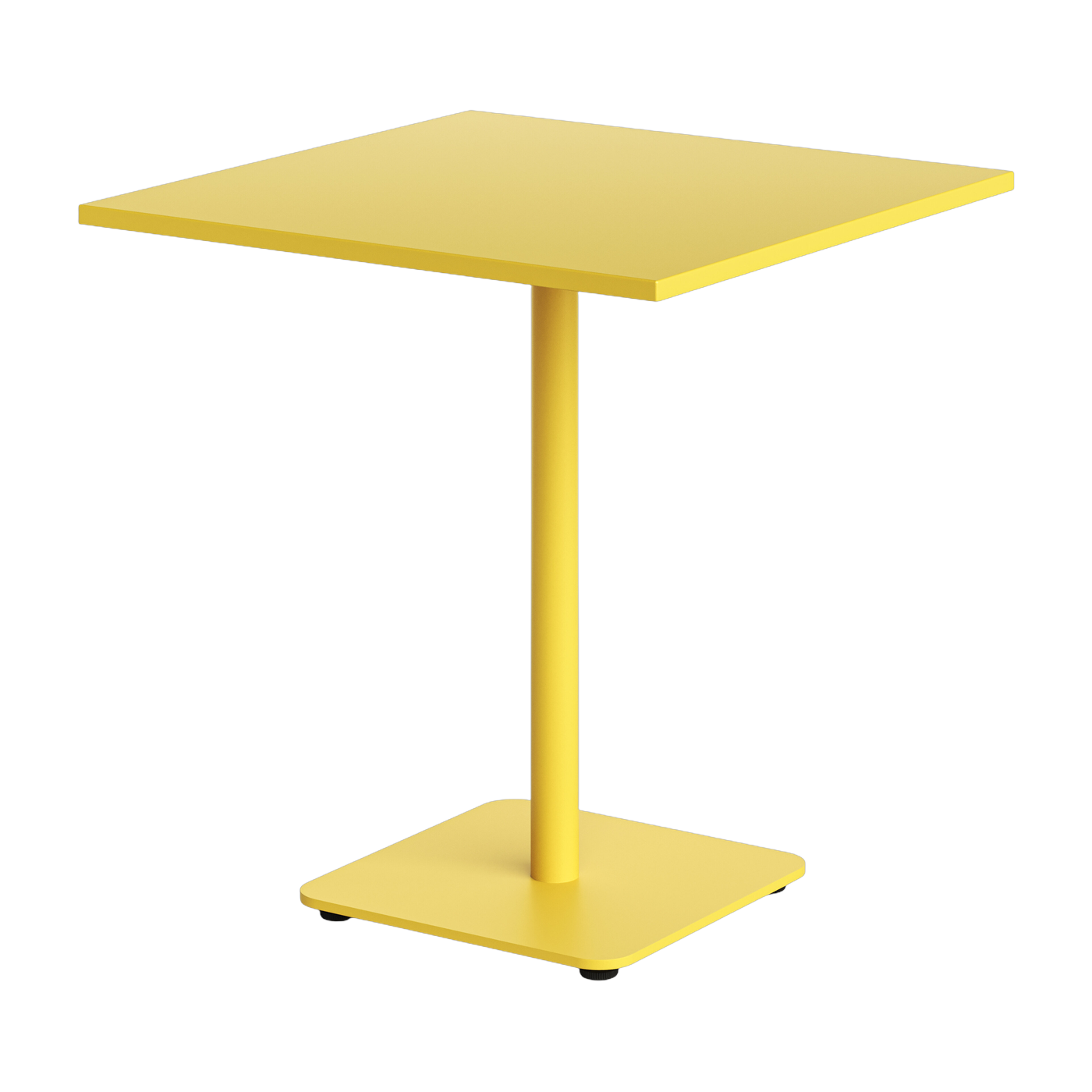 Mesa cuadrada de exterior de acero con revestimiento en polvo amarillo sol 70x70cm Moka - TIPTOE