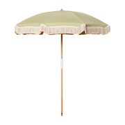 White cotton fringed guacamole parasol 200cm Pablo - Courant Sauvage
