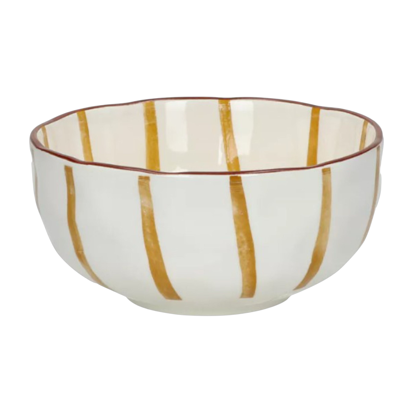 Zuppiera in porcellana a righe bianche e gialle 15x6cm - Mykonos Pomax