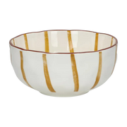 Bol à soupe en porcelaine rayée blanche et jaune 15x6cm - Pomax