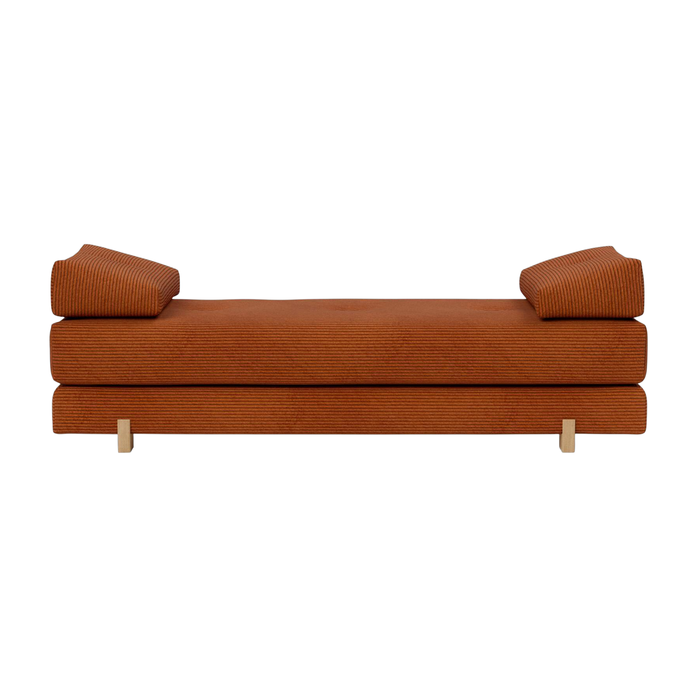 Schlafsofa mit Eichenbeinen und Corduroy burnt orange 160-200cm Sigmund Drip - -. Innovation Living