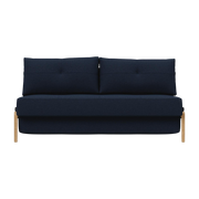 Sofa bed with oak legs and mixed dance blue fabric 160-200cm Cubed 02 - Innovation Living