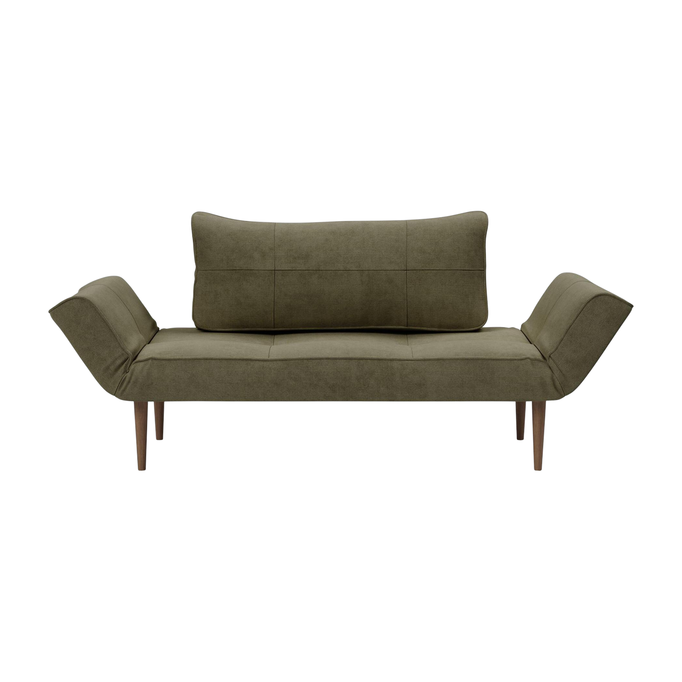 Schlafsofa mit dunklen Styletto-Füßen und Cordufin pine green 70-200cm Zeal -. Innovation Living