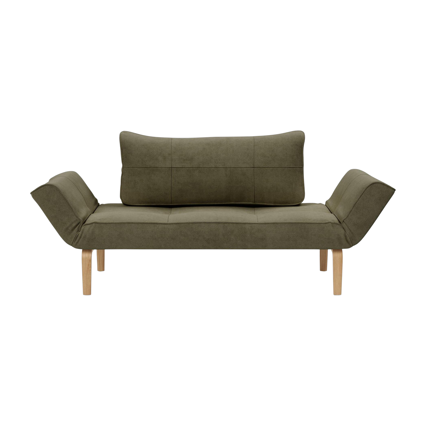 Schlafsofa mit Füßen aus Eiche und Kordufin pine green 70-200cm Zeal -. Innovation Living