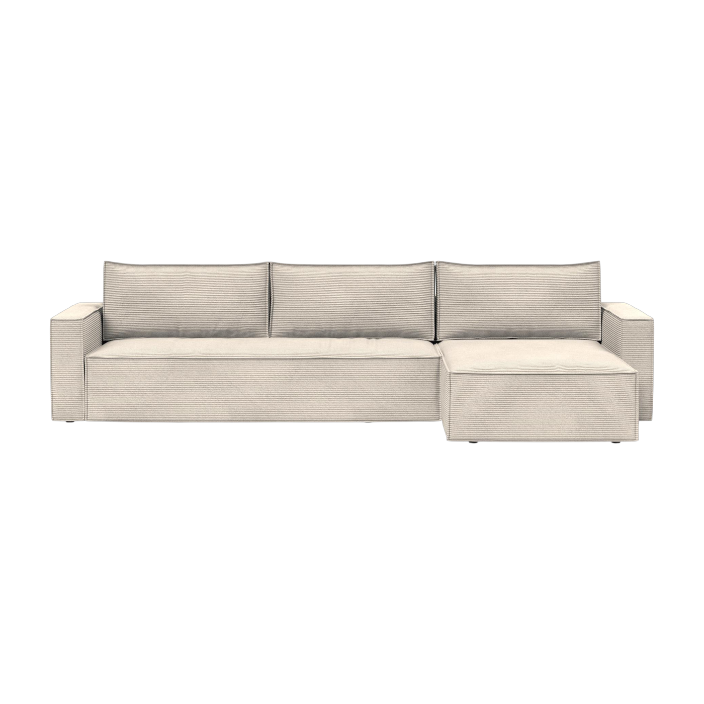 Sofa d' angle umwandelbar corduroy ivory 145-300cm Newilla - Innovation Living