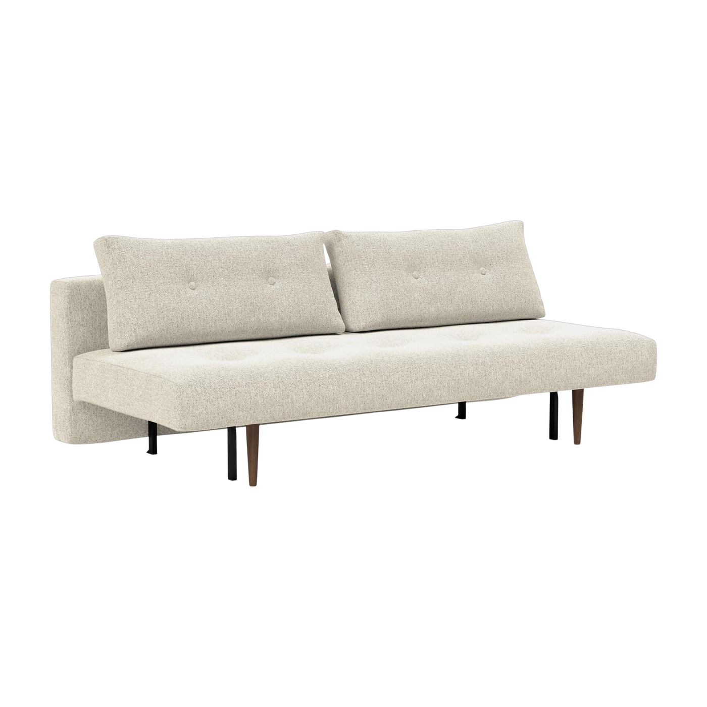 Schlafsofa mit Beinen aus dunkler Eiche und Taura off white 140-200cm Recast -. Innovation Living