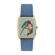 Orologio in perlon blu e quadrante in oro Pop-corn - Laps