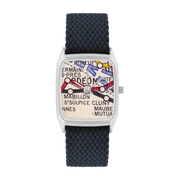 Montre en perlon bleu nuit et cadran argenté Odéon - Laps