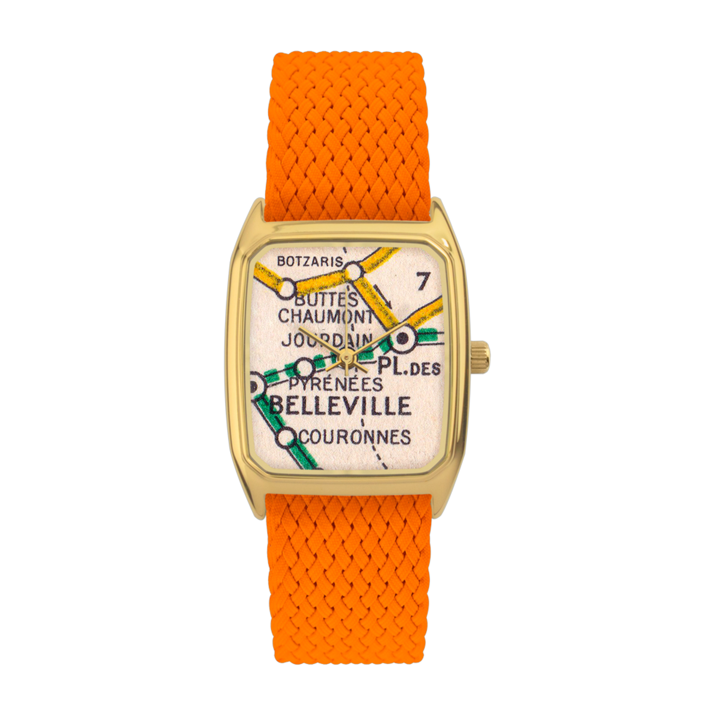 Belleville - reloj de perlón naranja con esfera dorada Laps