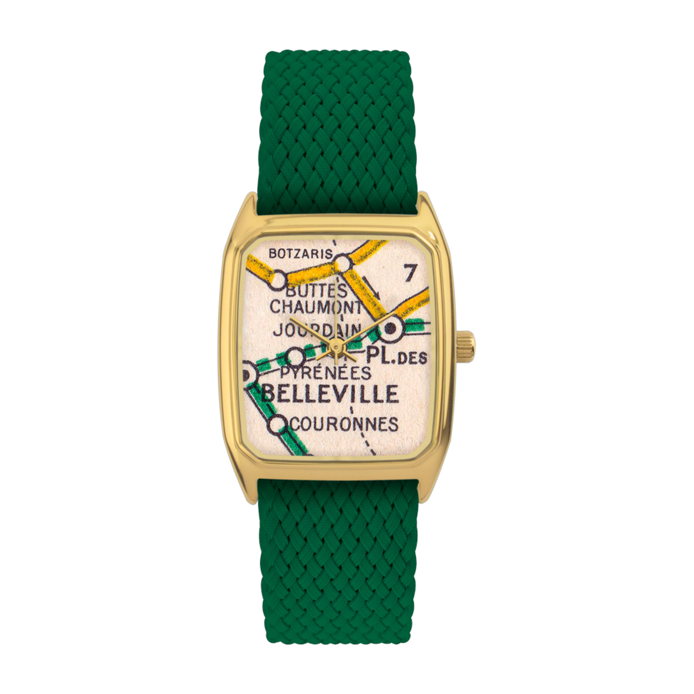 Belleville - reloj de perlón verde con esfera dorada Laps
