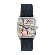 Orologio in perlon blu notte e quadrante argentato Bastille - Laps