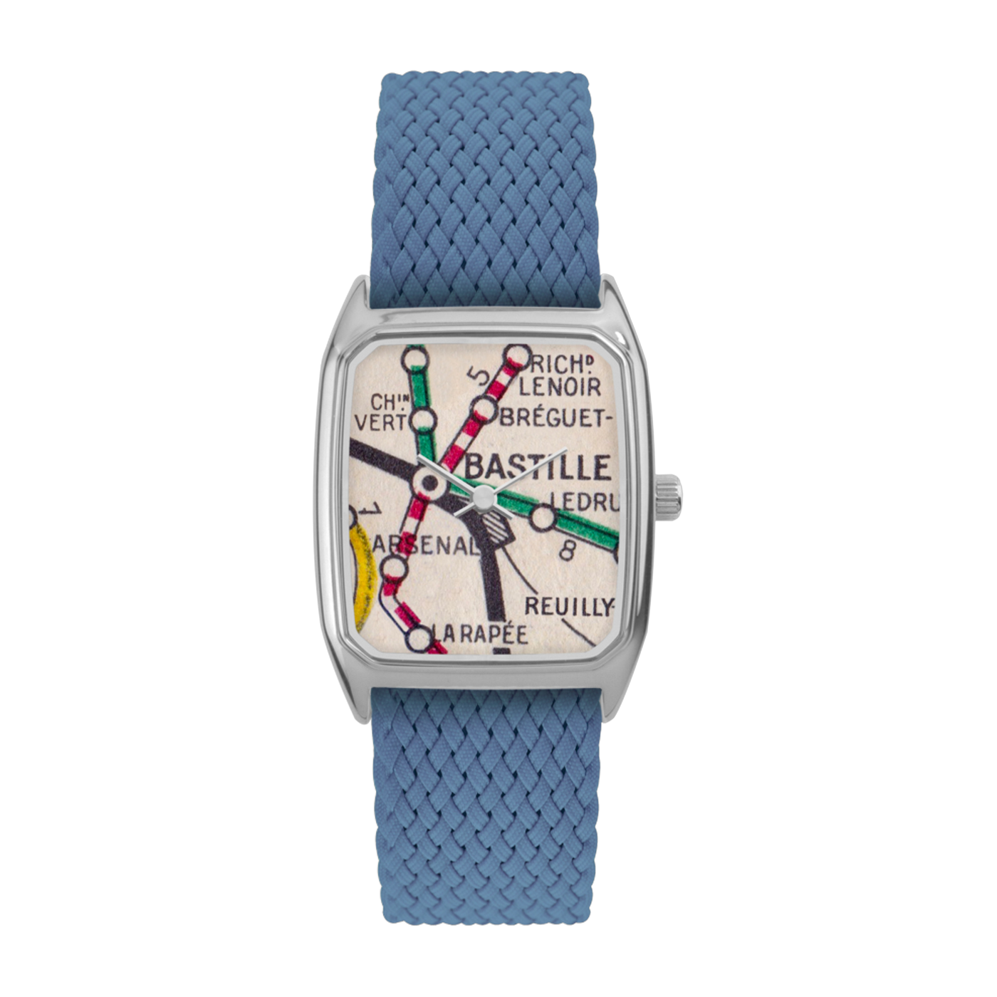 Reloj de perlón azul panameño y esfera plateada Bastille - Laps