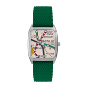 Orologio in perlon verde e quadrante argentato Bastille - Laps