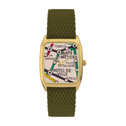 Montre en perlons olive et cadran doré Marais - Laps