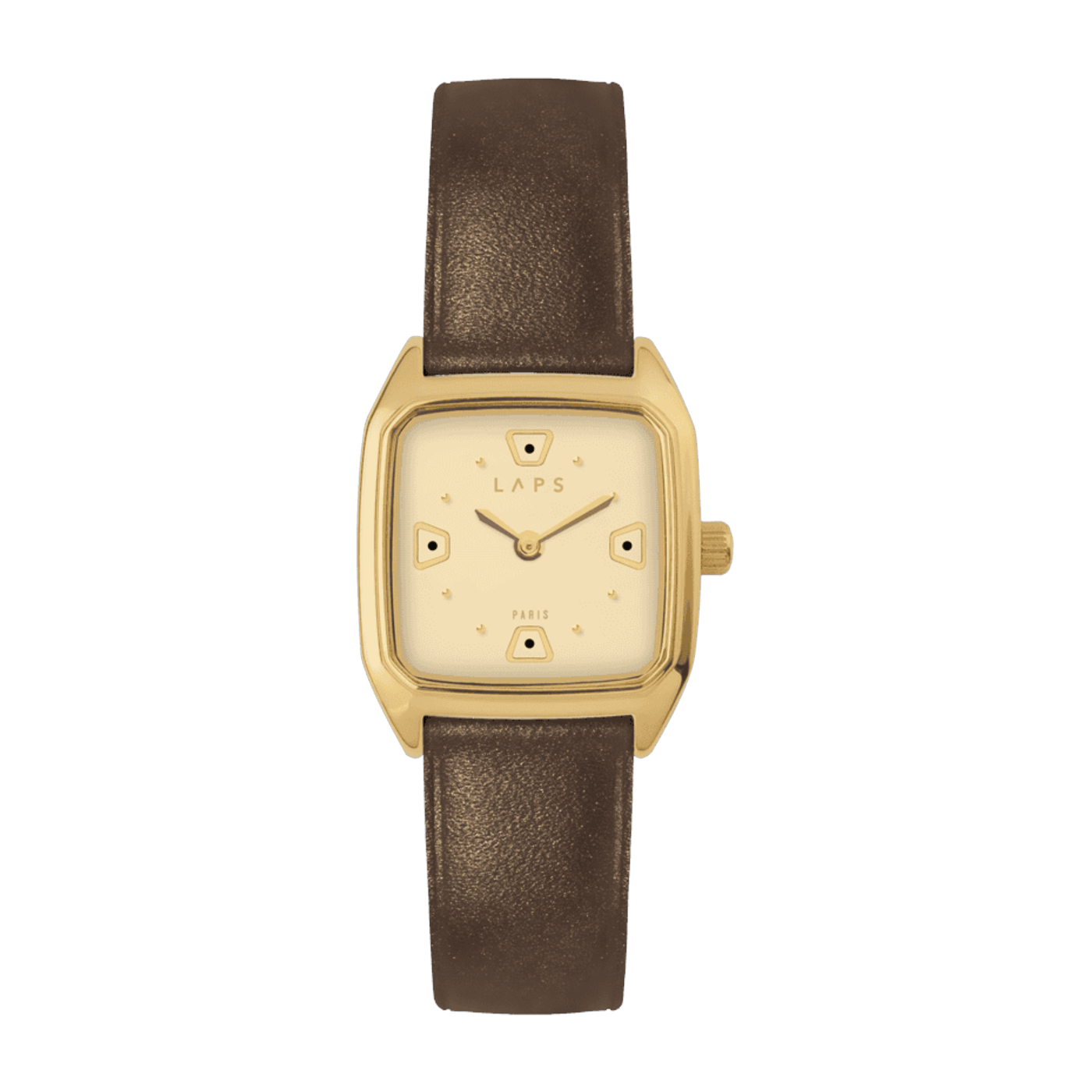 Reloj de piel marrón con esfera dorada Sol - Laps