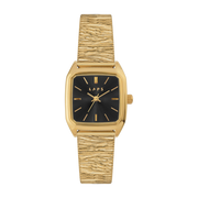 Orologio Nova Noir in metallo plissettato con quadrante oro Laps