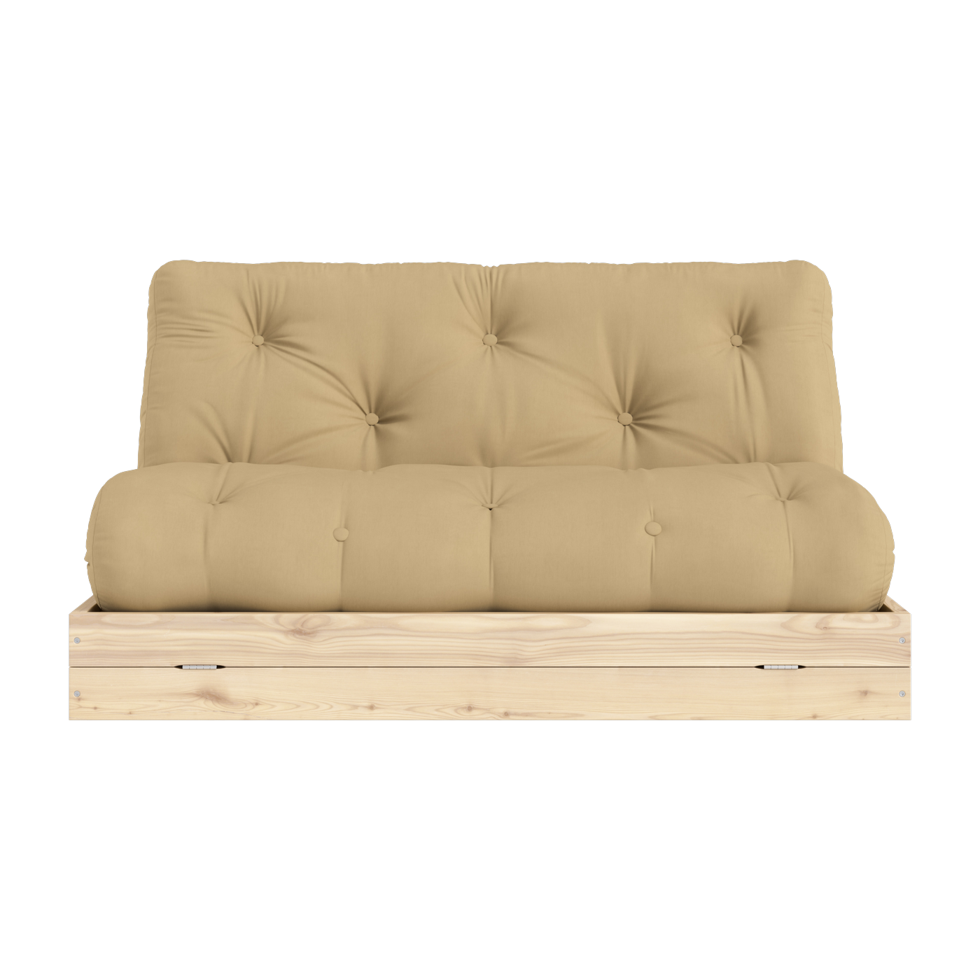 Canapé-lit 2 places en pin et tissu wheat beige 140x200cm Flip Raw - Karup Design