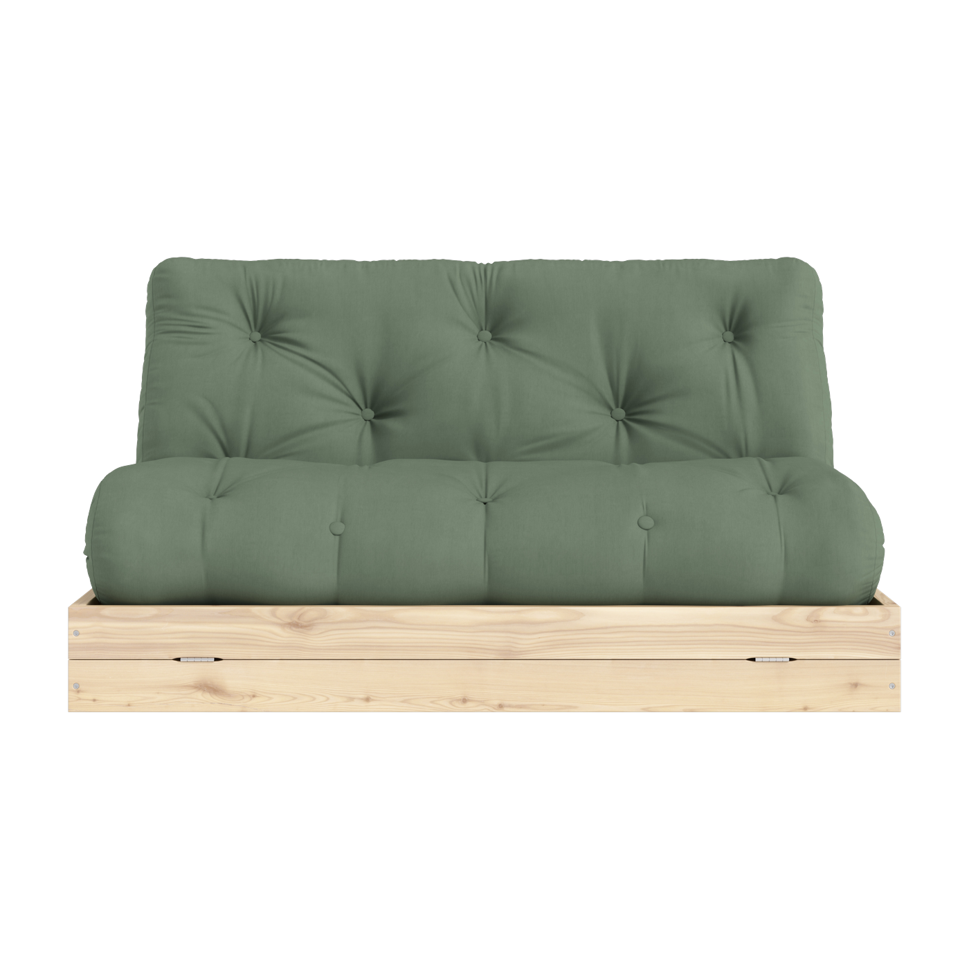 Canapé-lit 2 places en pin et tissu vert olive 140x200cm Flip Raw - Karup Design