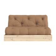 2-seater sofa bed in pine and mocca fabric 140x200cm Flip Raw - Karup Design