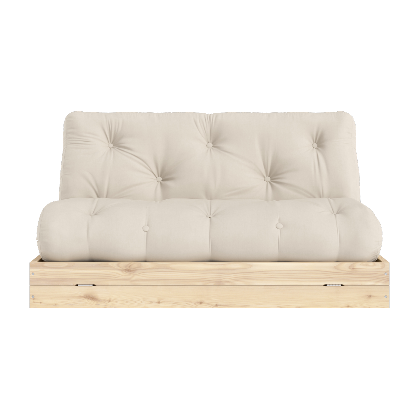 Canapé-lit 2 places en pin et tissu beige 140x200cm Flip Raw - Karup Design
