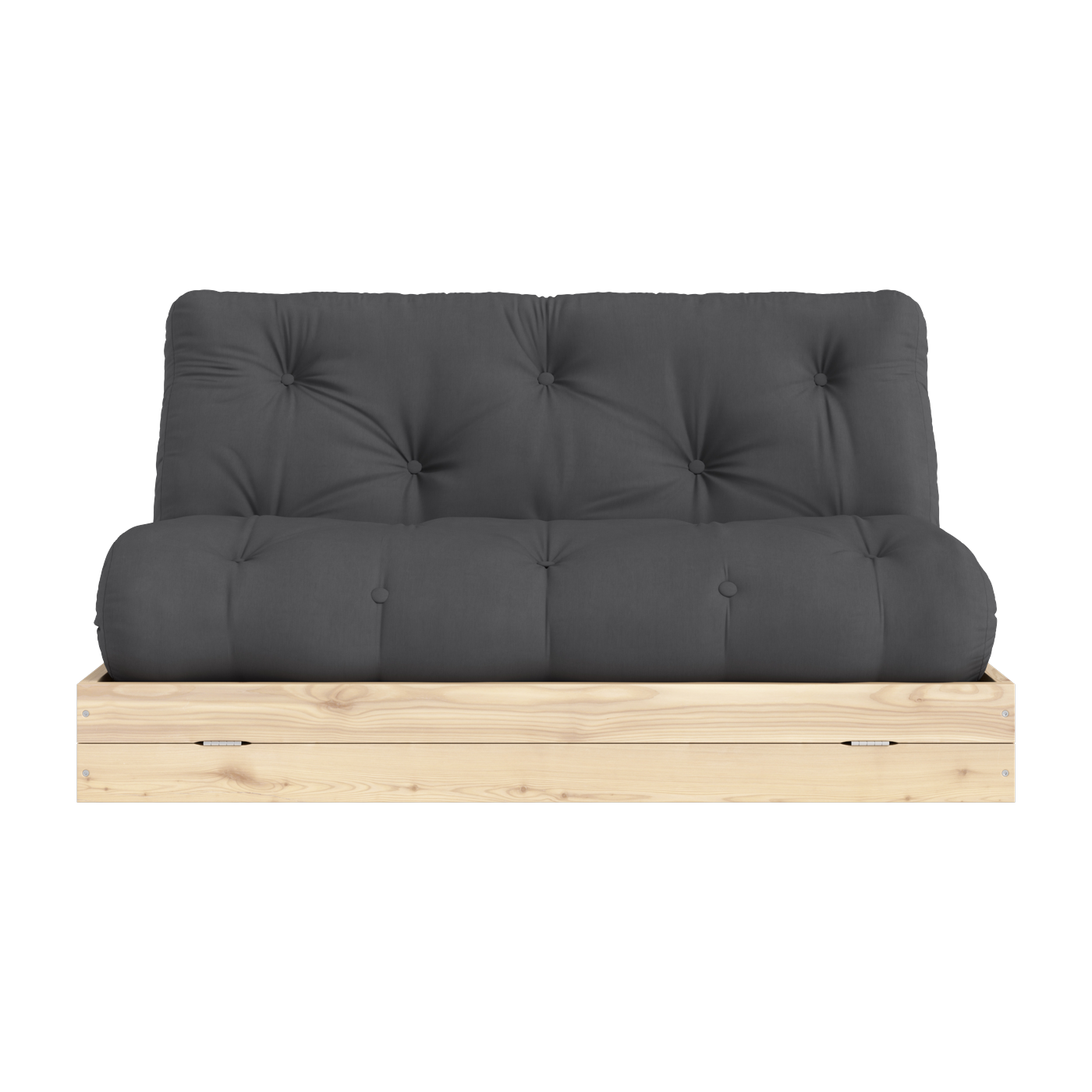 Canapé-lit 2 places en pin et tissu gris foncé 140x200cm Flip Raw - Karup Design